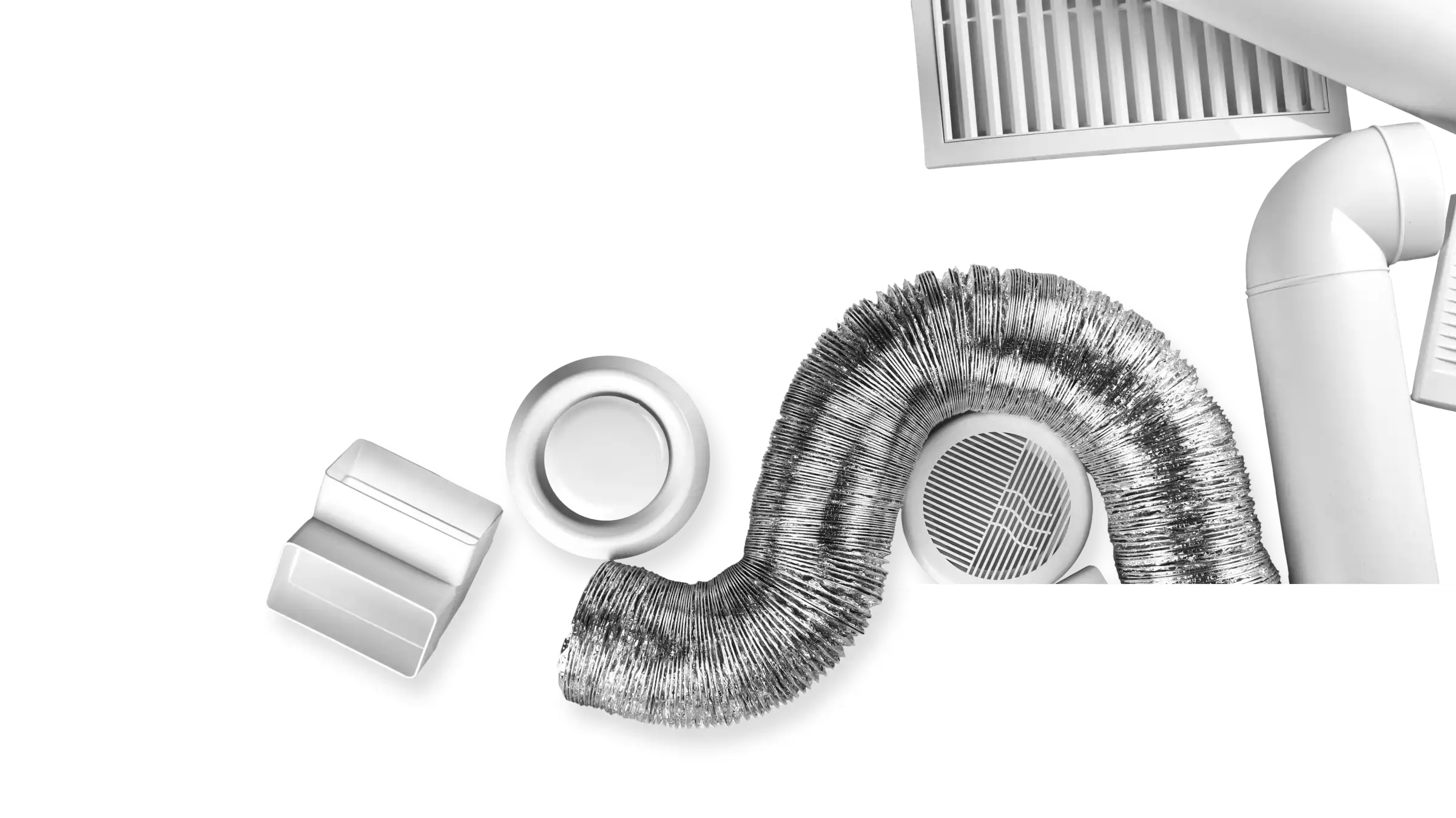 Conduit flexible en aluminium, diffuseurs et grilles de ventilation résidentielle